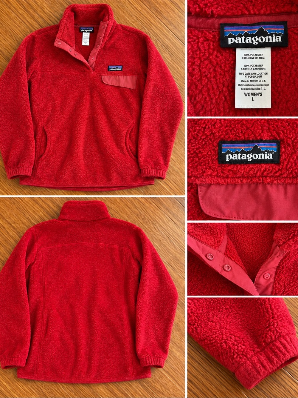 Patagonia Women’s Large Red Snap Front Fleece Pullover Jacket